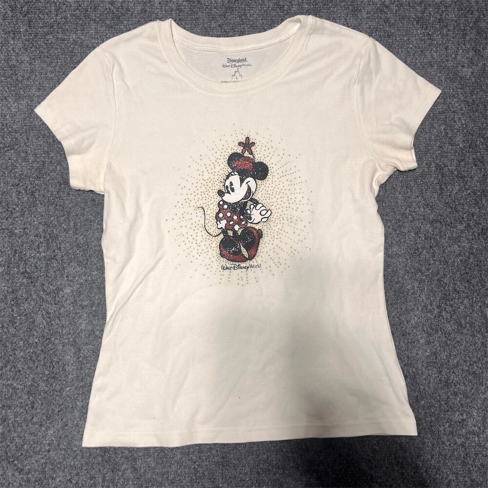Disneyland Minnie Mouse Women's White T-Shirt Size Large Casual Spring